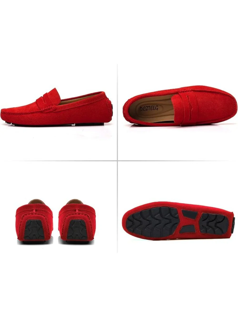 🆕Men's Red Suede Penny Loafers Slip-On Comfort Casual Shoes for Business
